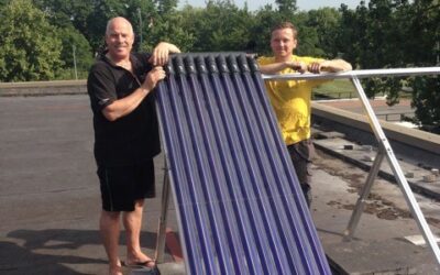 Heatpipes op dak zwembad Monnickendam